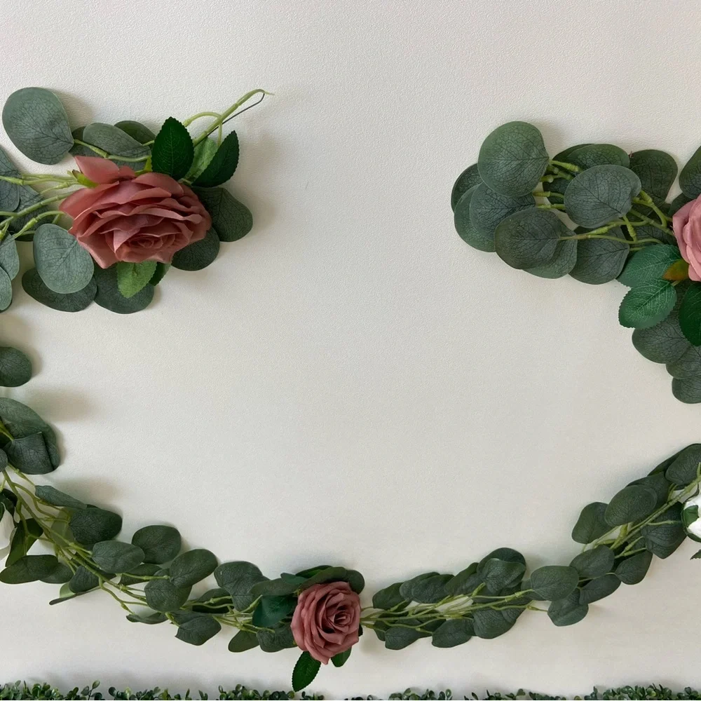 6.5 Foot Dusty Rose Mauve Flower Eucalyptus Garlands  Custom Vine New